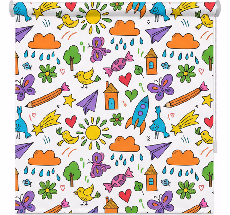 Toile fenêtre nordique imprimé doodle ludique - TenStickers