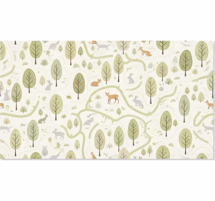 Toile fenêtre nordique arbres forestiers abstraits - TenStickers