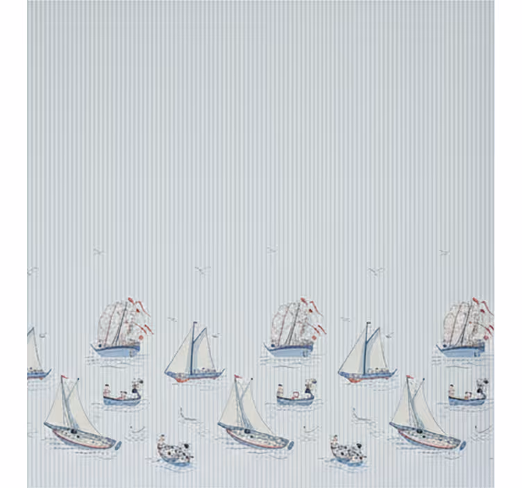 Toile fenêtre nordique bateaux à voile bleu océan - TenStickers