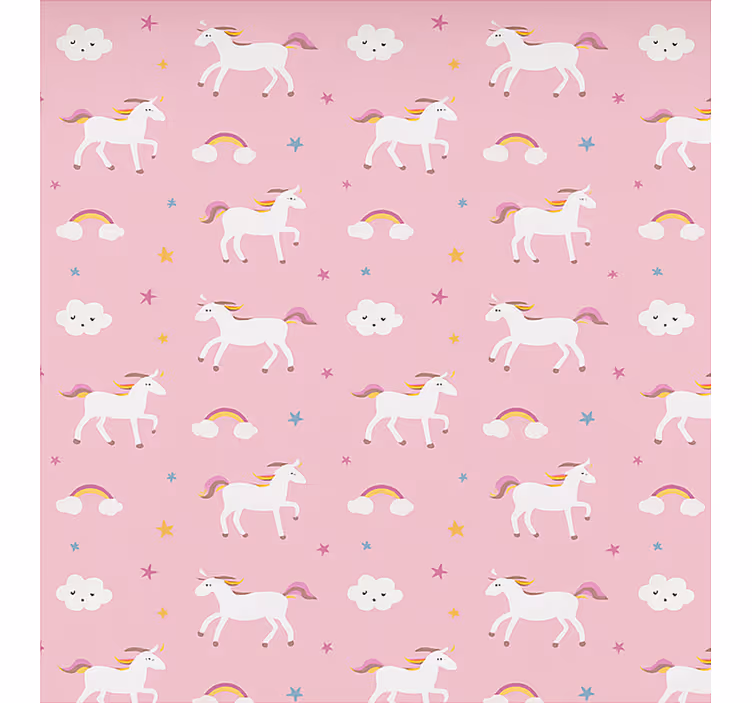 Toile fenêtre nordique licornes roses dansantes - TenStickers