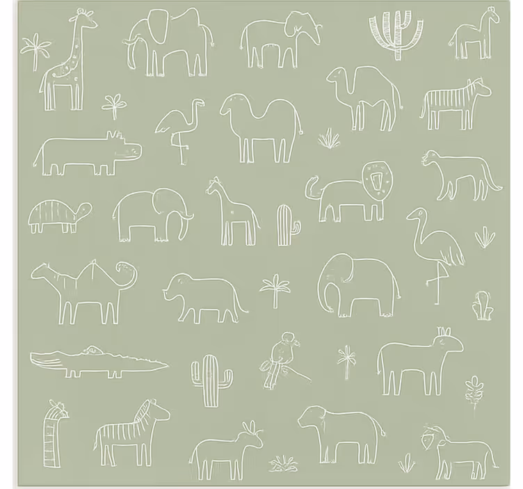 Toile fenêtre nordique animaux de la jungle - TenStickers