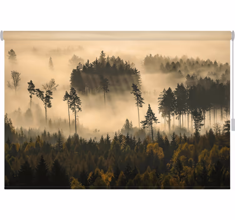 Toile fenêtre arbre brume matinale éthérée - TenStickers