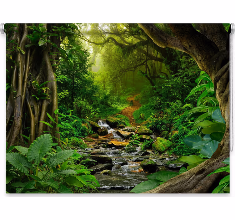 Toile fenêtre arbre oasis de la forêt tropicale - TenStickers