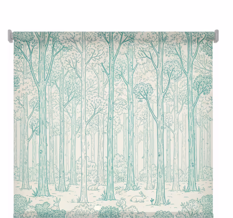 Toile fenêtre arbre croquis de forêt menthe - TenStickers