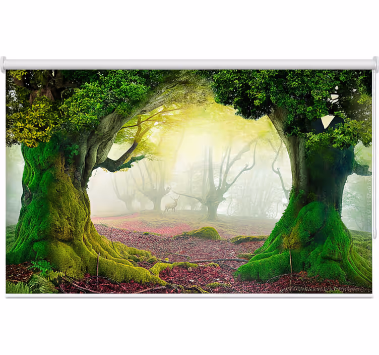 Toile fenêtre arbre portail de la forêt éternelle - TenStickers
