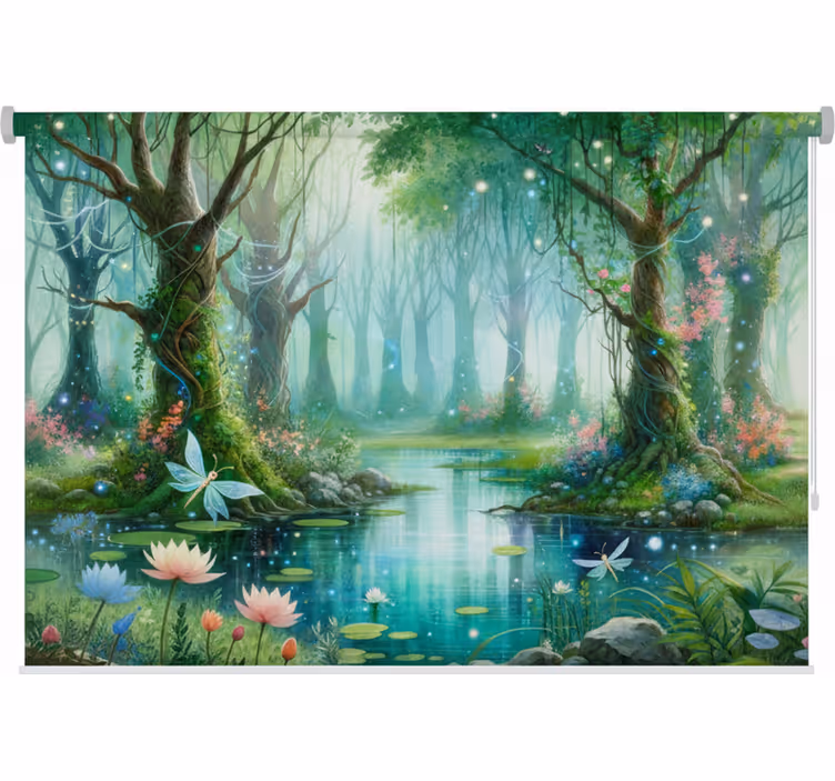 Toile fenêtre arbre fresque féerique amusante - TenStickers