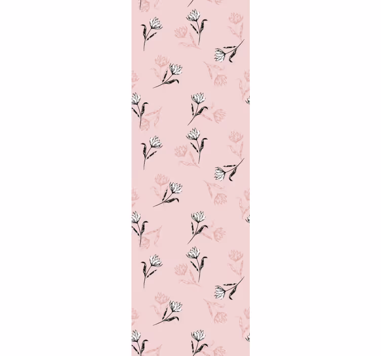 Toile fenêtre bureau lys blancs sur fond rose - TenStickers