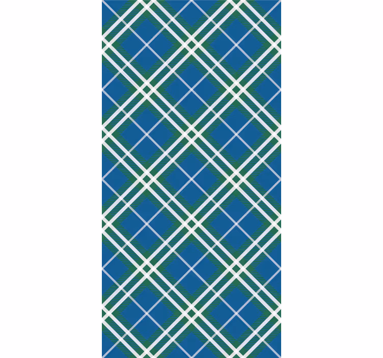 Toile fenêtre bureau tartan écossais bleu et vert - TenStickers