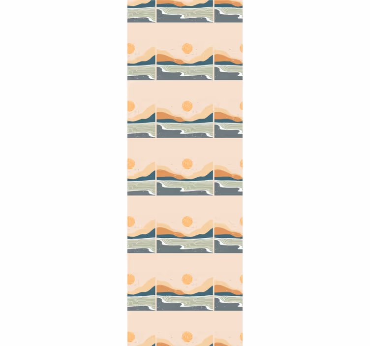 Toile fenêtre bureau montagnes au coucher de soleil - TenStickers