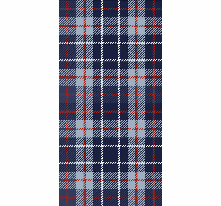 Toile fenêtre bureau tartan bleu et rouge - TenStickers