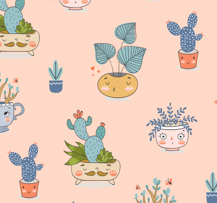 Store enrouleur salle à manger pots de fleurs animés - TenStickers