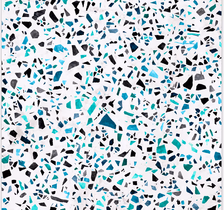 Toile fenêtre cuisine motif terrazzo bleu - TenStickers