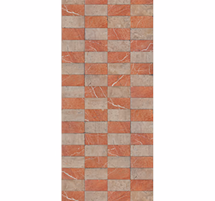 Toile fenêtre cuisine carreaux géométriques beiges - TenStickers