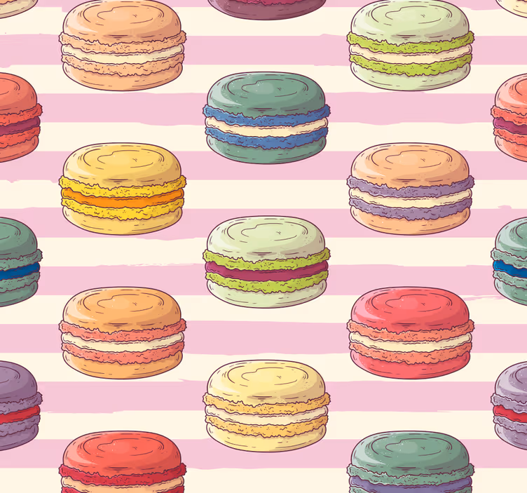 Toile fenêtre cuisine motif macarons colorés - TenStickers