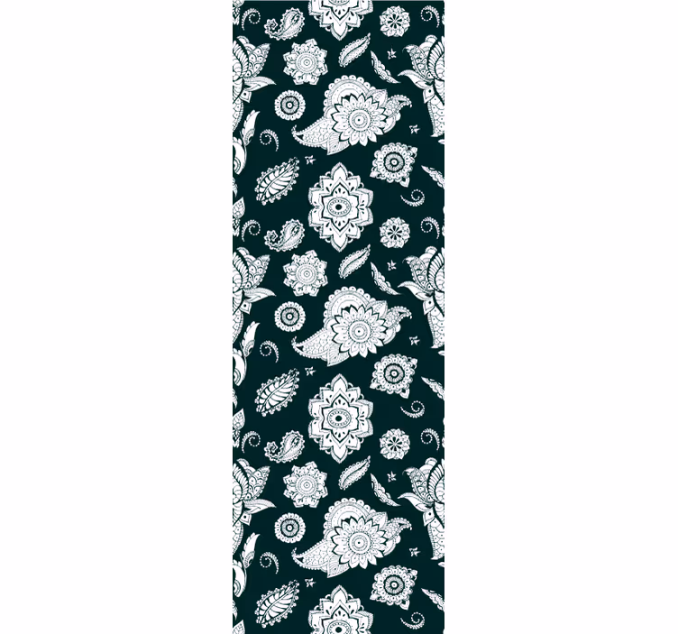 Toile fenêtre cuisine motif carreaux floraux - TenStickers