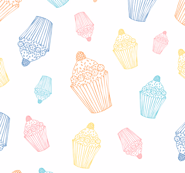 Toile fenêtre cuisine dessins de cupcakes - TenStickers