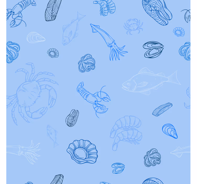 Toile fenêtre cuisine motif fruits de mer - TenStickers