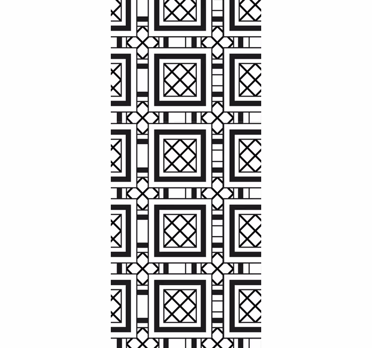 Toile fenêtre cuisine style carreau hydraulique noir - TenStickers