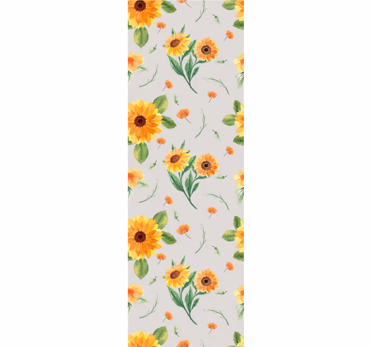 Toile fenêtre cuisine motif fleurs tournesols aquarelle - TenStickers