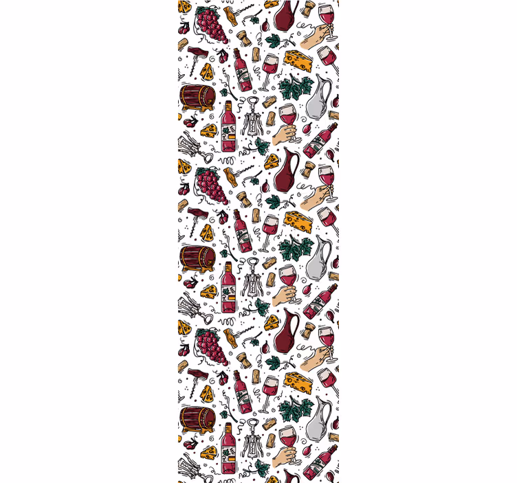 Toile fenêtre cuisine motif vintage raisins vin fromage - TenStickers