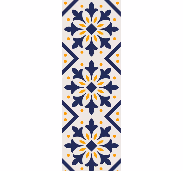 Toile fenêtre cuisine bleu avec carrelage jaune vif - TenStickers
