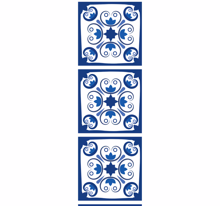 Toile fenêtre cuisine carreau portugais bleu typique - TenStickers