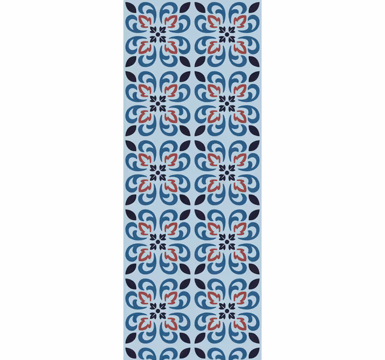 Toile fenêtre cuisine carreau portugais bleu bébé rond - TenStickers