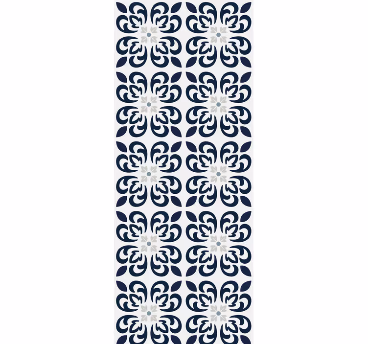 Toile fenêtre cuisine carreau portugais trèfle bleu foncé - TenStickers