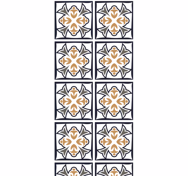 Toile fenêtre cuisine carrelage portugais beige et noir - TenStickers