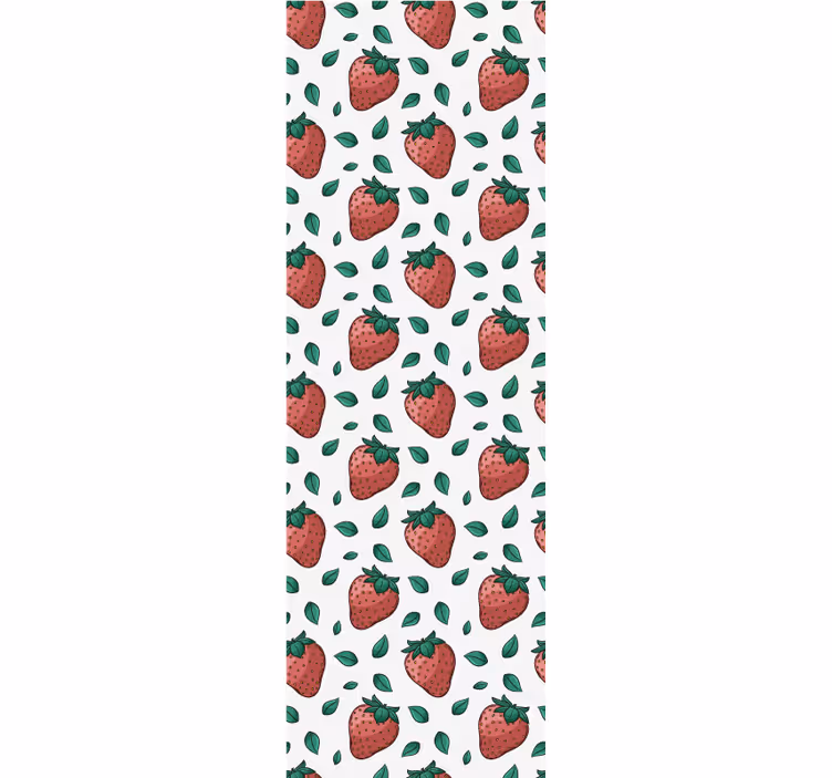 Toile fenêtre cuisine fraises juteuses feuilles vertes - TenStickers