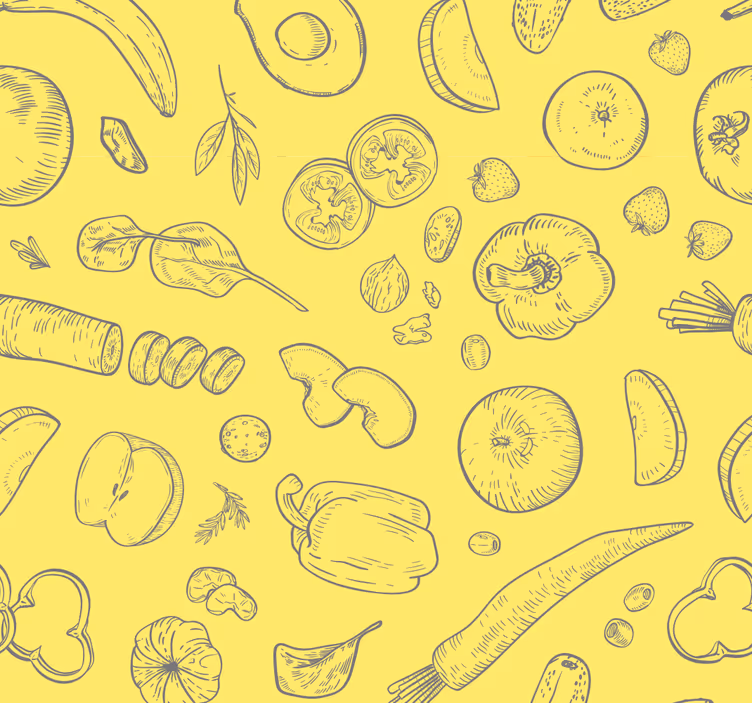 Toile fenêtre cuisine fruits et légumes colorés - TenStickers