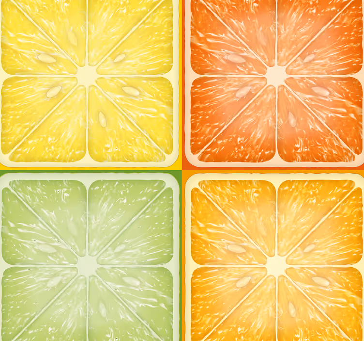 Toile fenêtre cuisine texture d'agrumes colorée - TenStickers