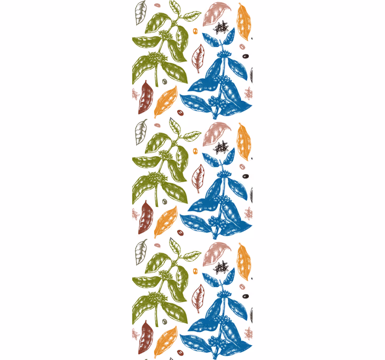Toile fenêtre cuisine motif coloré de plantes à café - TenStickers