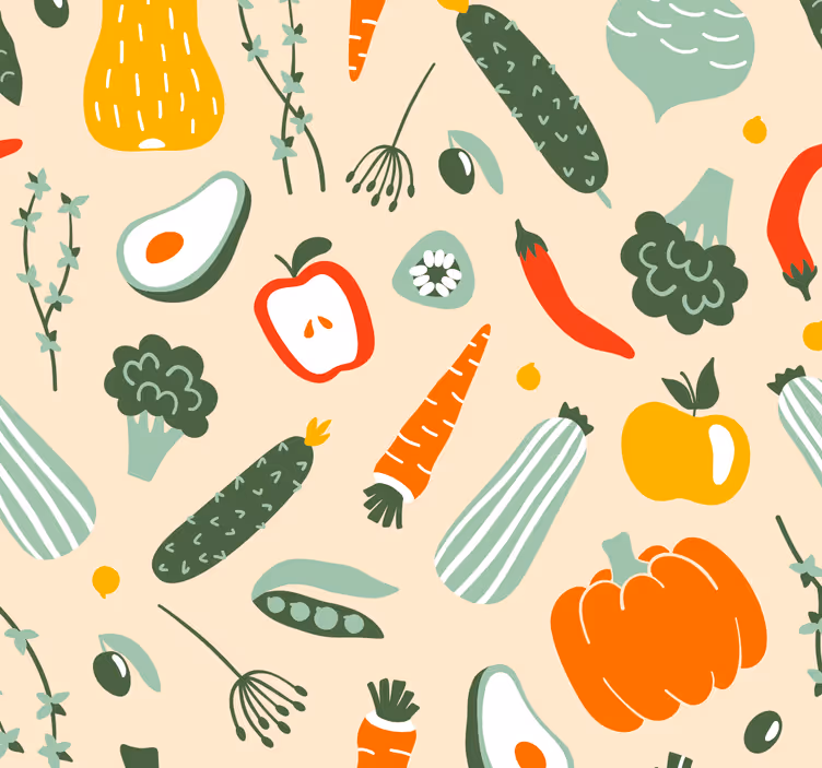Toile fenêtre cuisine aliments colorés variés - TenStickers
