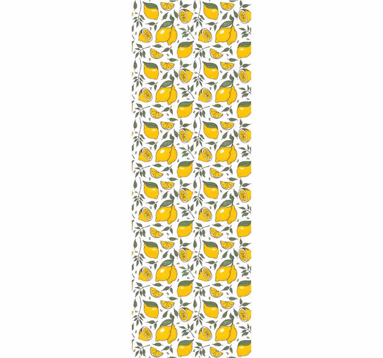 Toile fenêtre cuisine citrons et fleurs crème - TenStickers