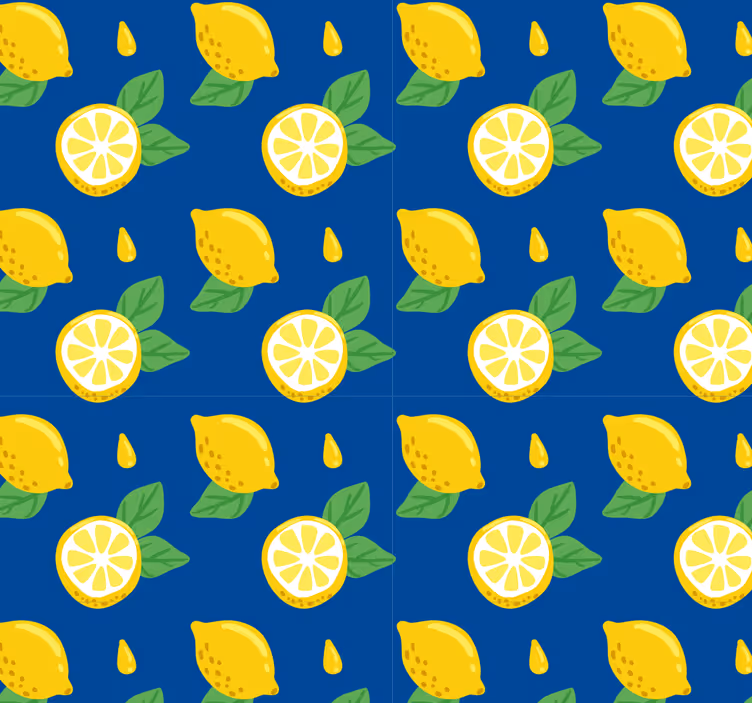 Toile fenêtre cuisine citrons dessinés à la main - TenStickers