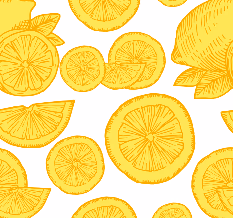 Toile fenêtre cuisine croquis d'orange et citron - TenStickers