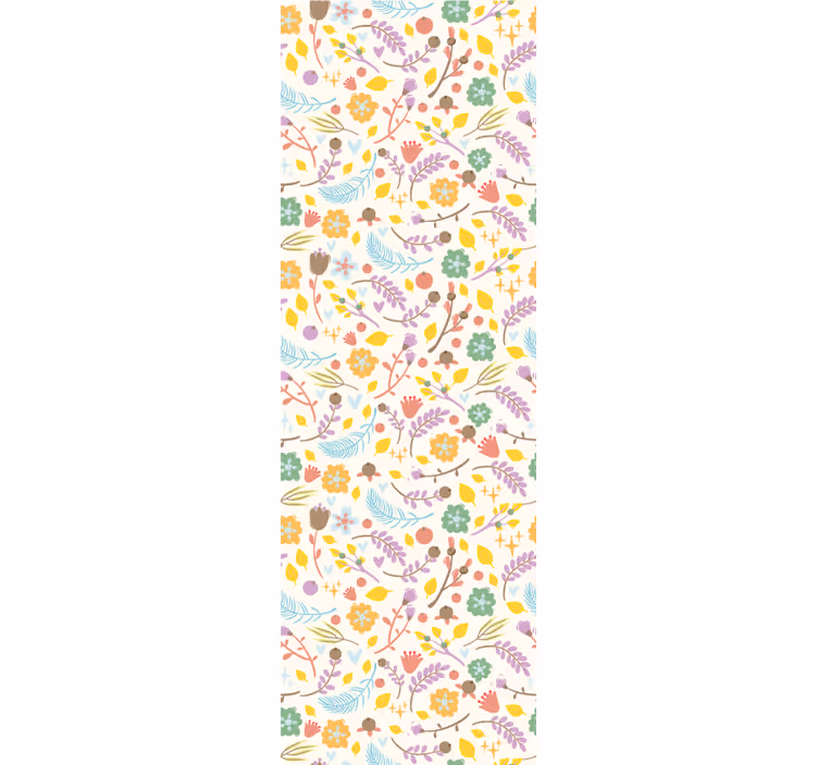 Toile fenêtre cuisine motif fleurs polonaises typiques - TenStickers