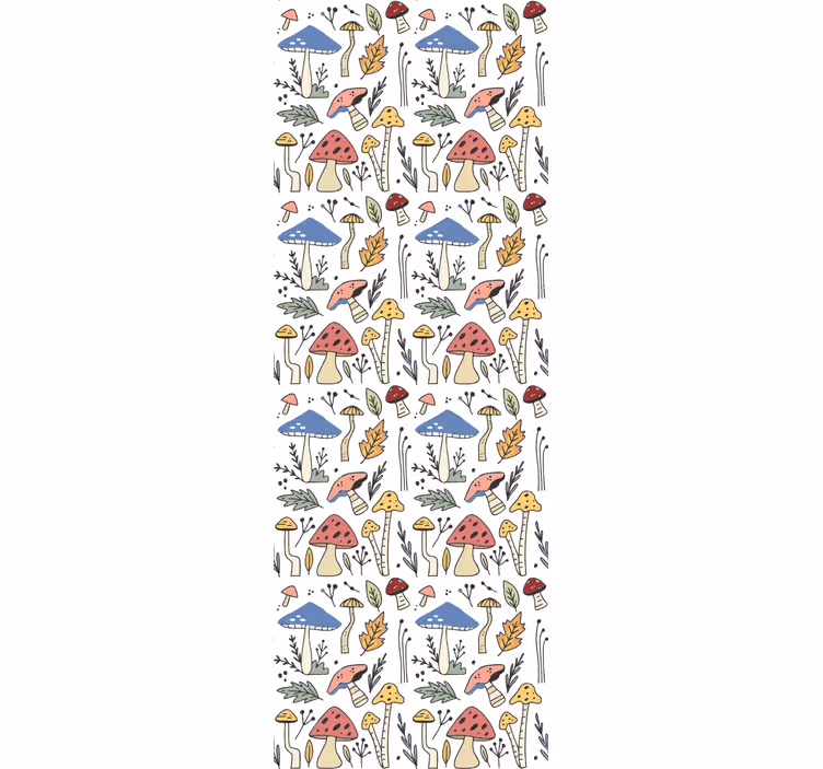 Toile fenêtre cuisine motif champignons dessinés à la main - TenStickers
