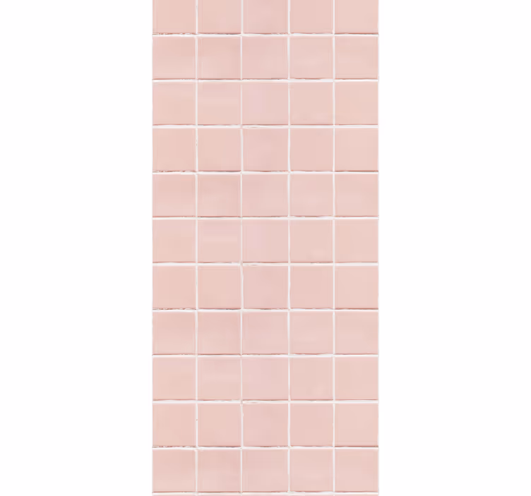 Toile fenêtre cuisine carreaux roses blush simples - TenStickers