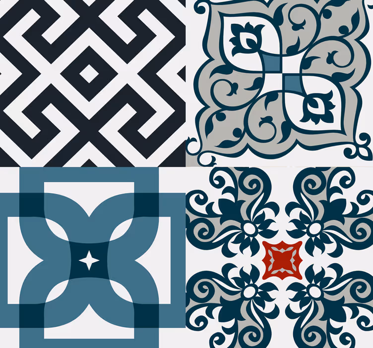 Toile fenêtre cuisine carreaux vintage portugais - TenStickers