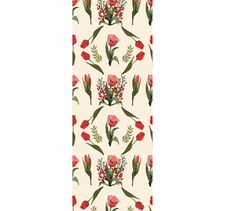 Store enrouleur salle à manger printemps avec tulipes rouges - TenStickers