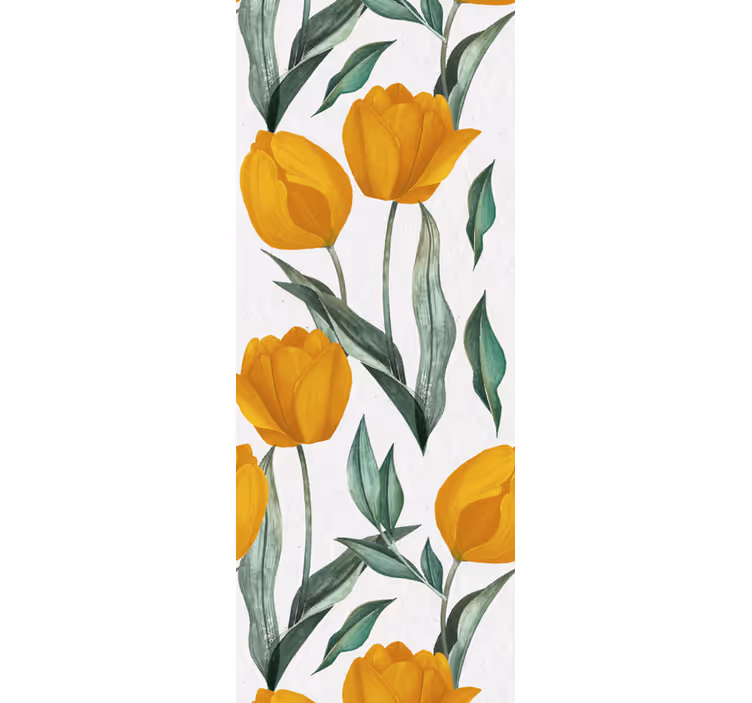 Store enrouleur salle à manger motif de tulipes jaunes - TenStickers