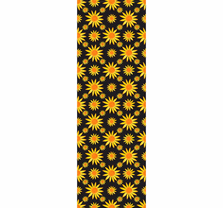 Store enrouleur salle à manger tournesols fond noir - TenStickers