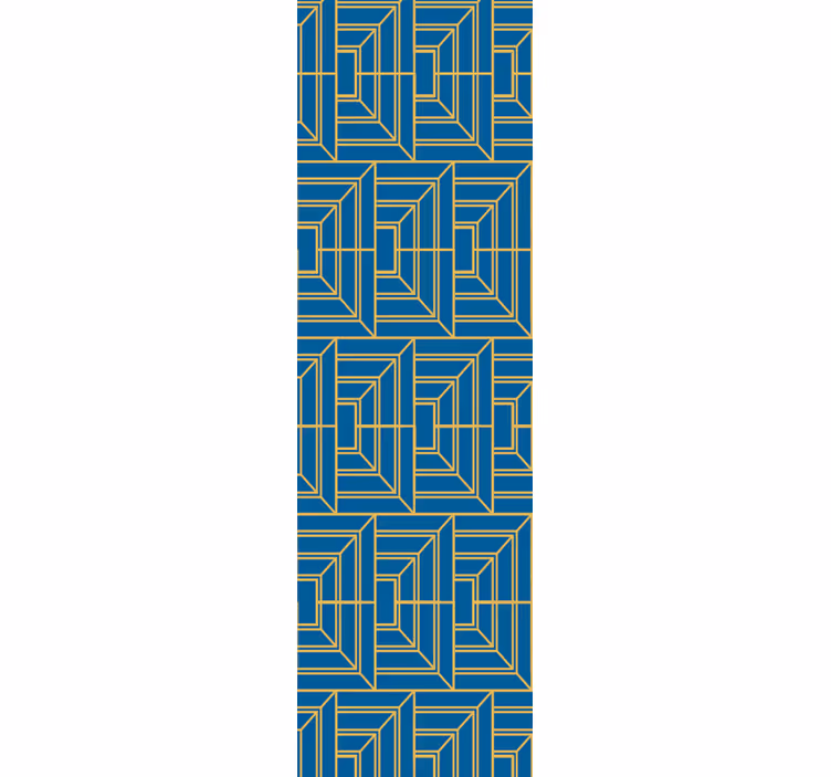 Store enrouleur salle à manger lignes dorées fond bleu - TenStickers