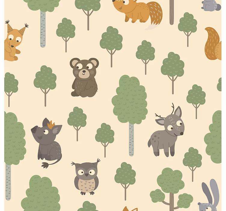 Toile fenêtre chambre enfant motifs animaux de la forêt - TenStickers