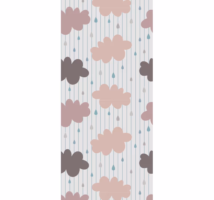 Toile fenêtre chambre enfant nuages roses pluvieux - TenStickers
