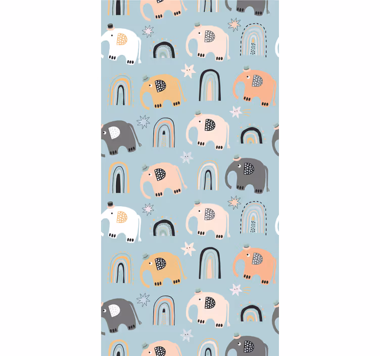 Toile fenêtre chambre enfant motifs éléphant arc-en-ciel - TenStickers