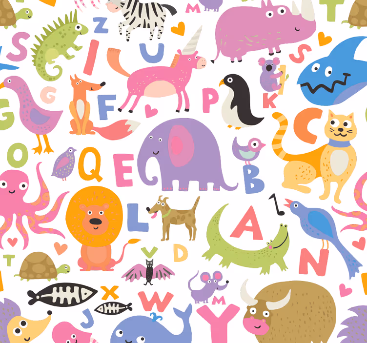 Toile fenêtre chambre enfant animaux de l'alphabet - TenStickers