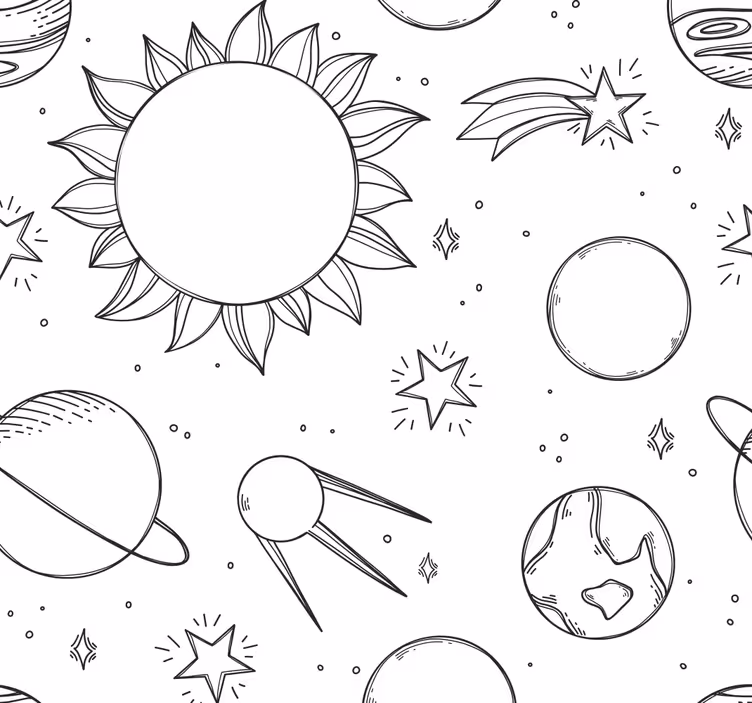 Toile fenêtre chambre enfant gribouillage spatial - TenStickers